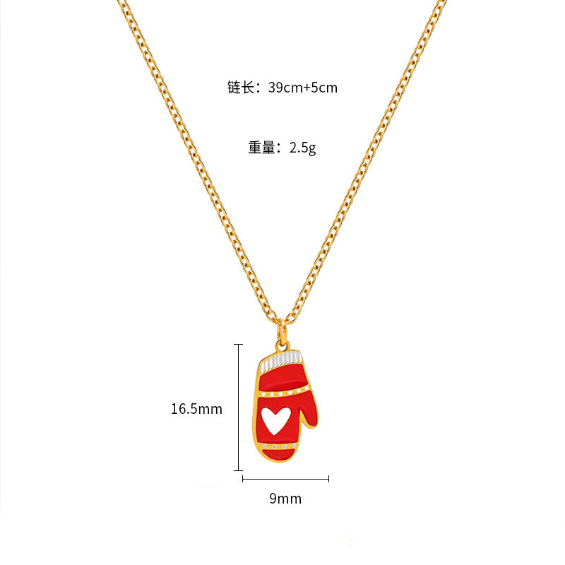 Wholesale Christmas Elk Snowman Bell Necklace